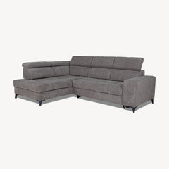 Sahara - Venstrevendt hjørnesovesofa i varmgrått mikrofiberstoff