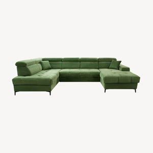 Asti — Venstrevendt hjørnesovesofa i grønn kordfløyel