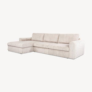 Pier - Venstrevendt sofa m/sjeselong beige kordfløyel