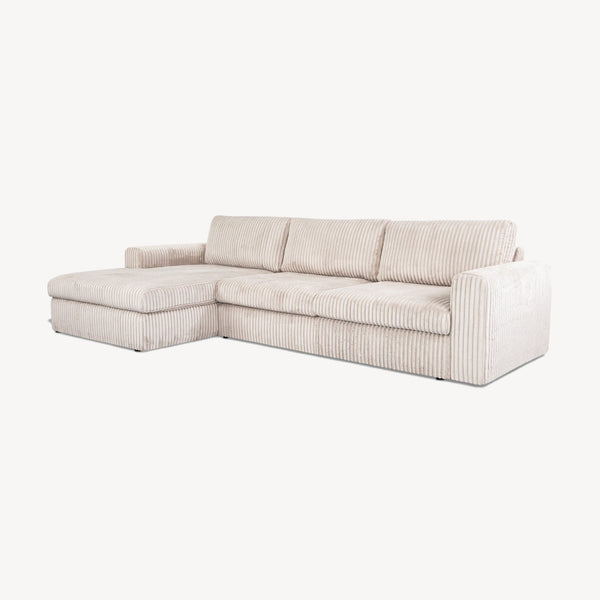 Pier - Venstrevendt sofa m/sjeselong beige kordfløyel