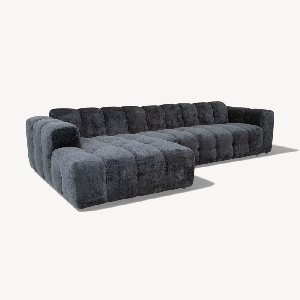 Cloud — Venstrevendt bubble sofa m/sjeselong i svart chenille