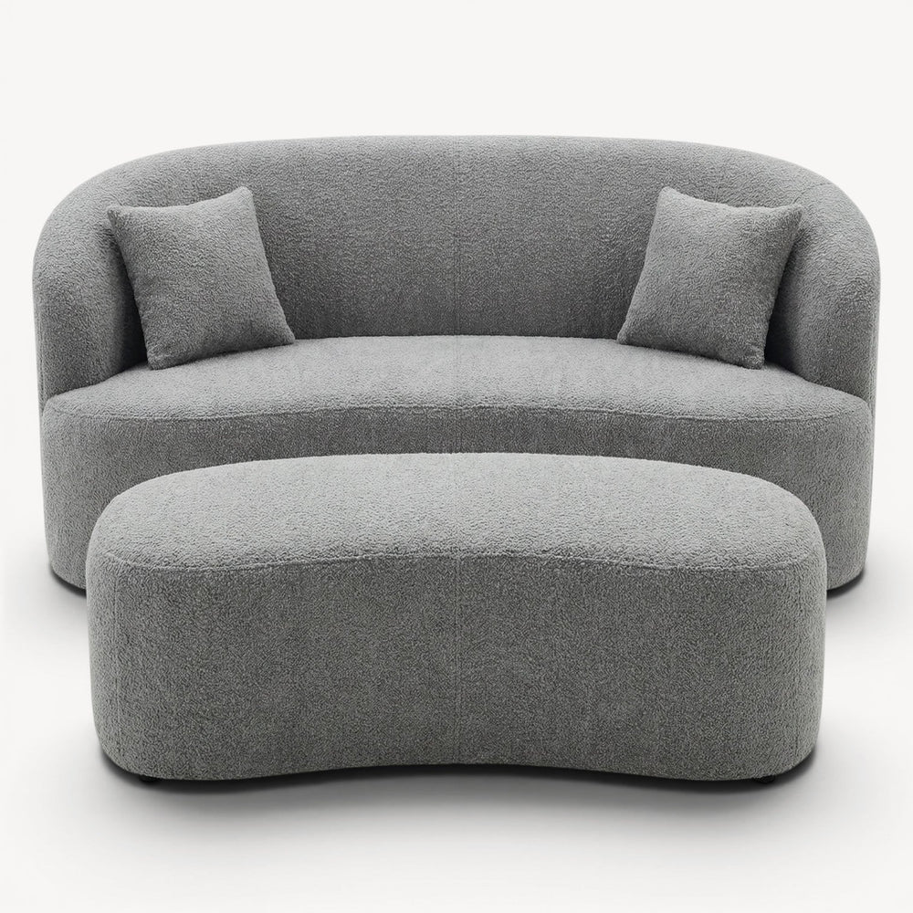 2 - seter sofa med fotskammel grå bouclé - Sengero