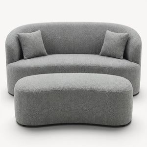 2 - seter sofa med fotskammel grå bouclé - Sengero