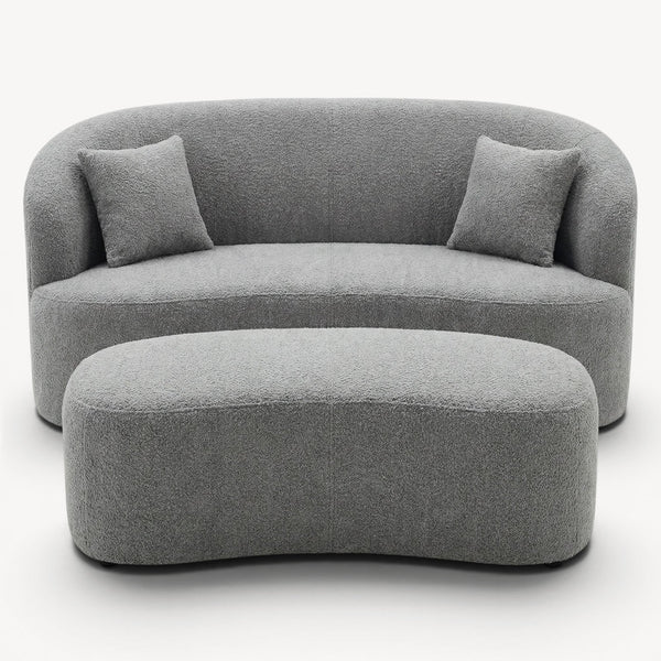 2 - seter sofa med fotskammel grå bouclé - Sengero