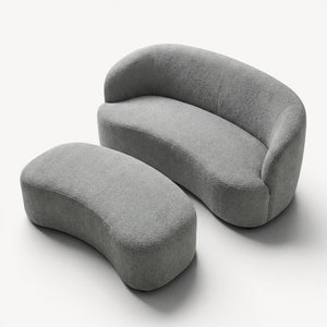 2 - seter sofa med fotskammel grå bouclé - Sengero