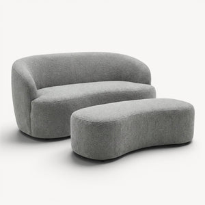 2 - seter sofa med fotskammel grå bouclé - Sengero