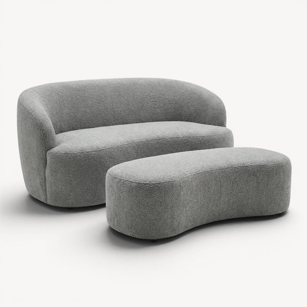 2 - seter sofa med fotskammel grå bouclé - Sengero