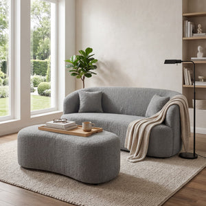 2 - seter sofa med fotskammel grå bouclé - Sengero