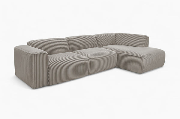 Sofa med sjeselong MADEA - Velo - Grå