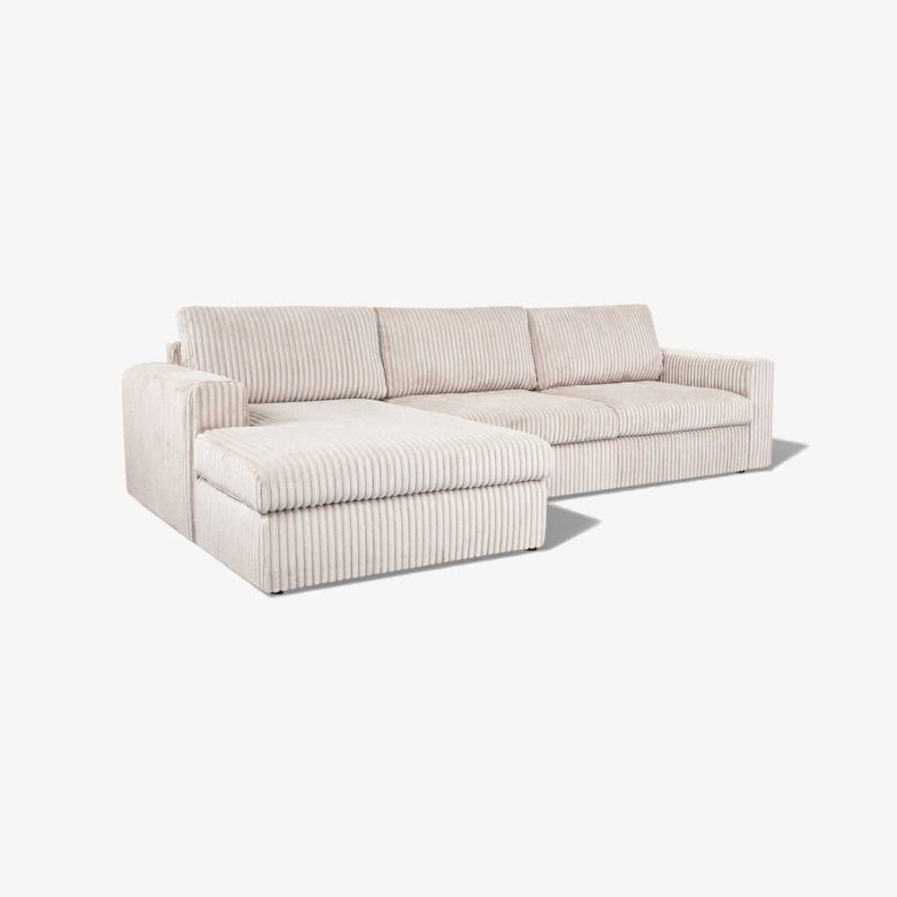 Pier - Venstrevendt sofa m/sjeselong beige kordfløyel