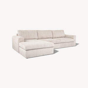 Pier - Venstrevendt sofa m/sjeselong beige kordfløyel