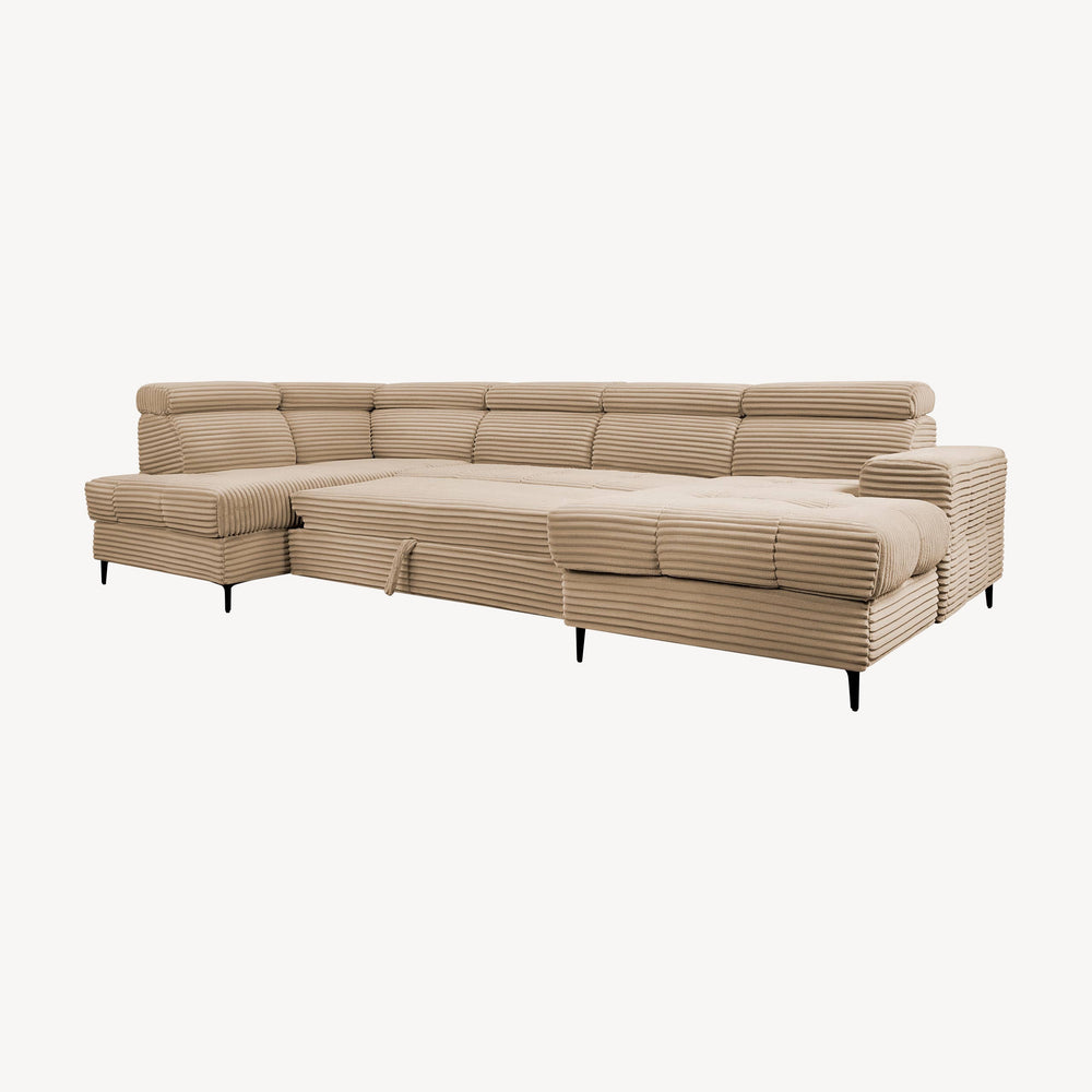Asti — Venstrevendt hjørnesovesofa i beige kordfløyel