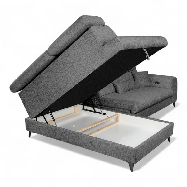 Hjørnesofa ELETRA med elektrisk skyvedel - Imo 55