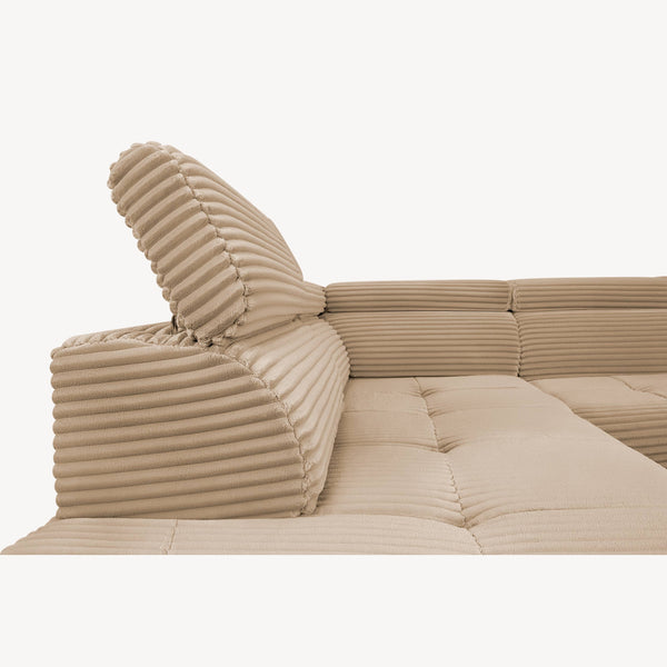 Asti — Venstrevendt hjørnesovesofa i beige kordfløyel