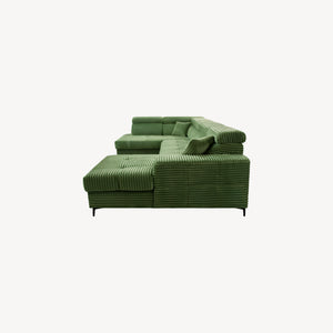 Asti — Venstrevendt hjørnesovesofa i grønn kordfløyel