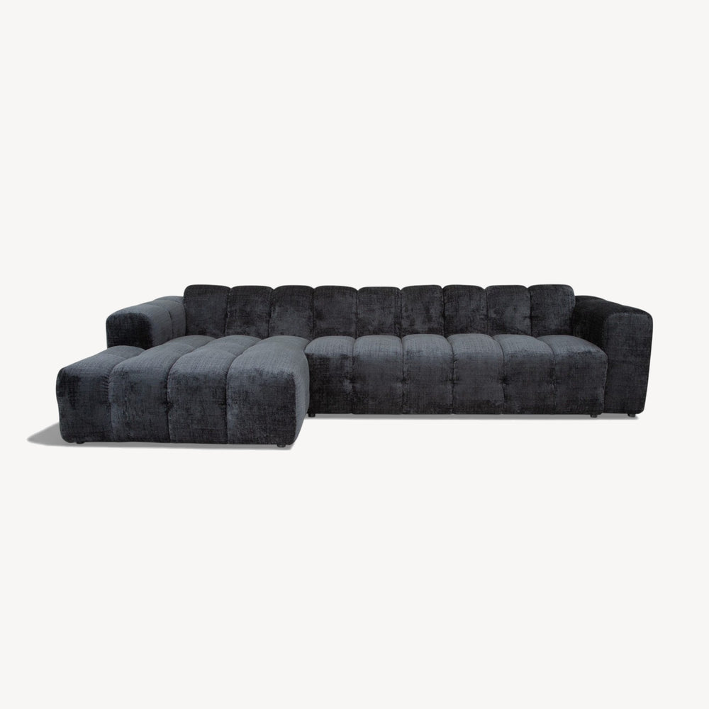 Cloud — Venstrevendt bubble sofa m/sjeselong i svart chenille