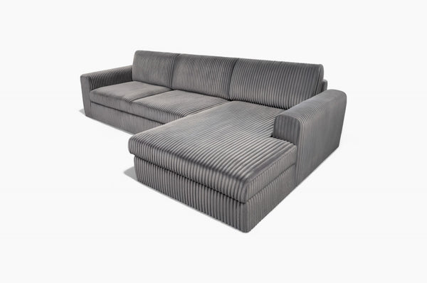 Sofa med sjeselong PIER - Grå