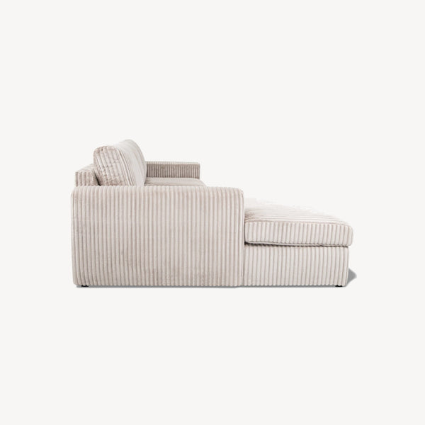 Pier - Venstrevendt sofa m/sjeselong beige kordfløyel