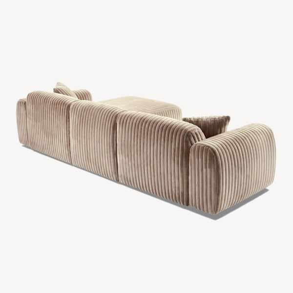 Tamara - Høyrevendt sofa m/sjeselong i beige bred kordfløyel