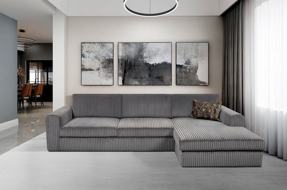 Sofa med sjeselong PIER - Grå