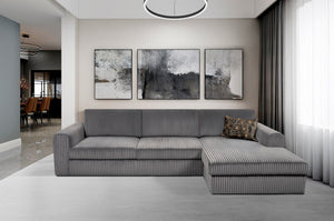 Sofa med sjeselong PIER - Grå
