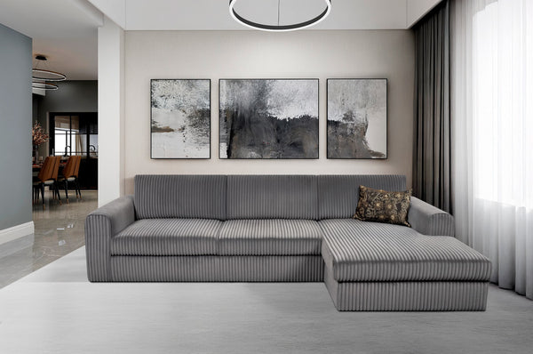Sofa med sjeselong PIER - Grå