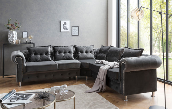 Chesterfield hjørnesofa SANTIAGO - Anthrazit
