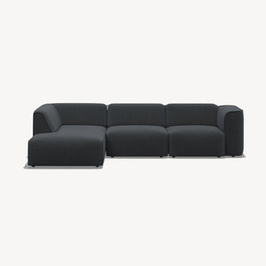 Madea - Venstrevendt sofa med sjeselong i svart kordfløyel