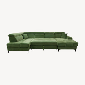Asti — Venstrevendt hjørnesovesofa i grønn kordfløyel
