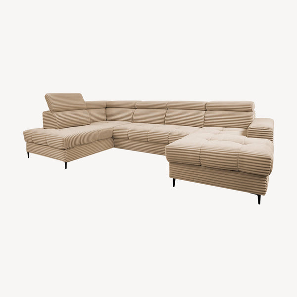 Asti — Venstrevendt hjørnesovesofa i beige kordfløyel