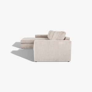 Pier - Venstrevendt sofa m/sjeselong beige kordfløyel