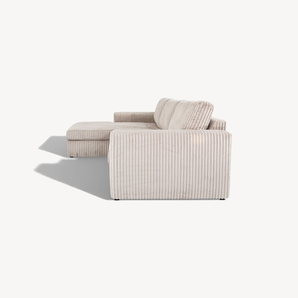 Pier - Venstrevendt sofa m/sjeselong beige kordfløyel