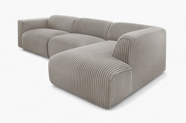 Sofa med sjeselong MADEA - Velo - Grå