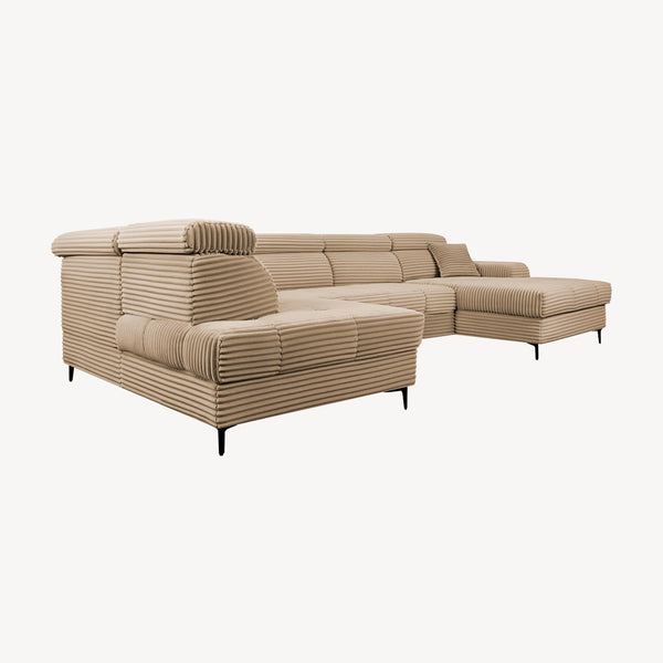 Asti — Venstrevendt hjørnesovesofa i beige kordfløyel