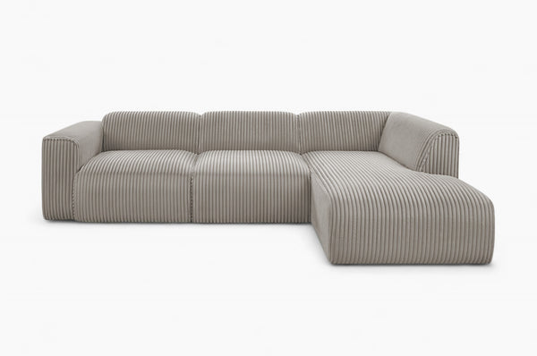 Sofa med sjeselong MADEA - Velo - Grå