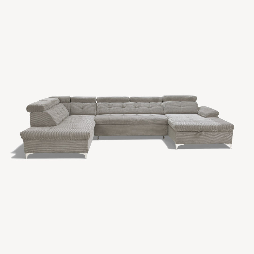 Satira - Venstrevendt U-formet hjørnesovesofa i beige kordfløyel