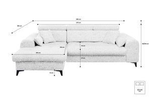 Sofa med sjeselong ELETRA med elektrisk skyvedel - Imo 55