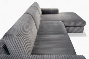 Sofa med sjeselong PIER - Grå