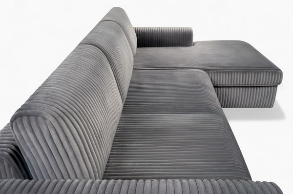 Sofa med sjeselong PIER - Grå