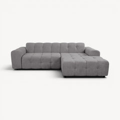 Juno - Høyrevendt sofa m/sjeselong i grå stoff - Sengero