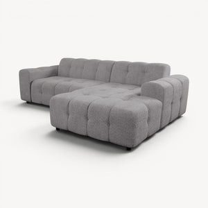 Juno - Høyrevendt sofa m/sjeselong i grå stoff - Sengero