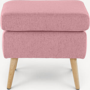 Lenestol med fotskammel rosa strukturstoff - Sengero