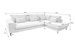 Nox - Høyrevendt sofa m/sjeselong beige kordfløyel - Sengero