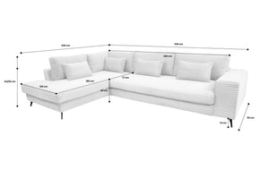 Nox - Venstrevendt sofa m/sjeselong beige kordfløyel - Sengero