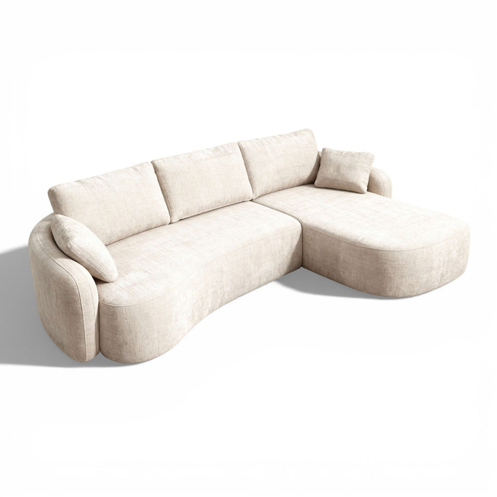 Sofa med sjeselong AMIRA beige chenille - Sengero