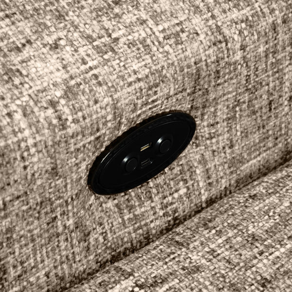 Sofa med sjeselong ELETRA med elektrisk skyvedel beige stoff - Sengero