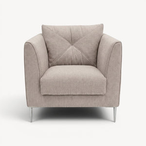 Sofagruppe beige stoff – 2,5 - seter, lenestol & fotskammel - Sengero