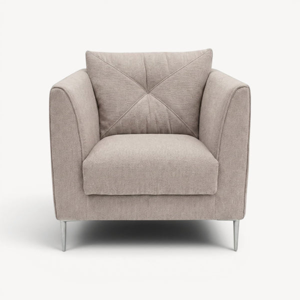 Sofagruppe beige stoff – 2,5 - seter, lenestol & fotskammel - Sengero