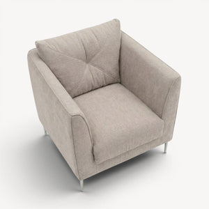 Sofagruppe beige stoff – 2,5 - seter, lenestol & fotskammel - Sengero