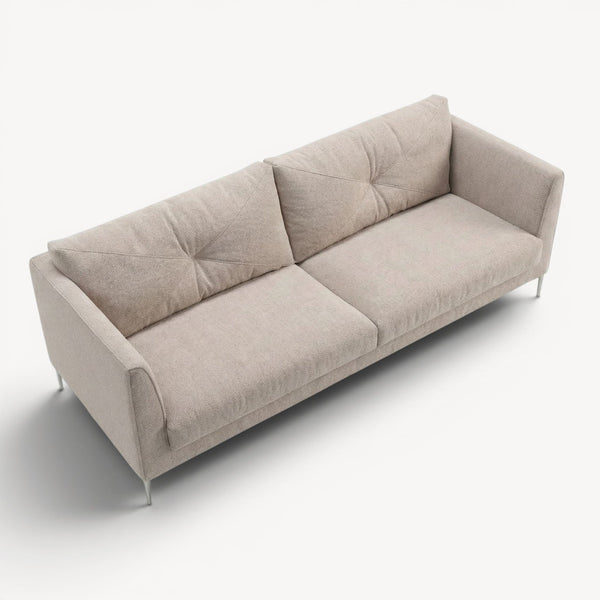 Sofagruppe beige stoff – 2,5 - seter, lenestol & fotskammel - Sengero